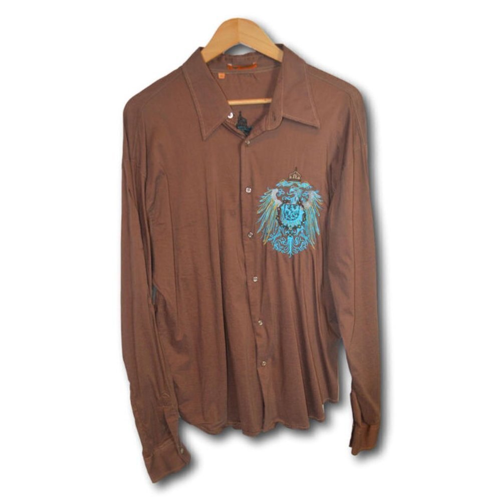 Apricotree Mens Brown Emboided Shirt Size: 3XL